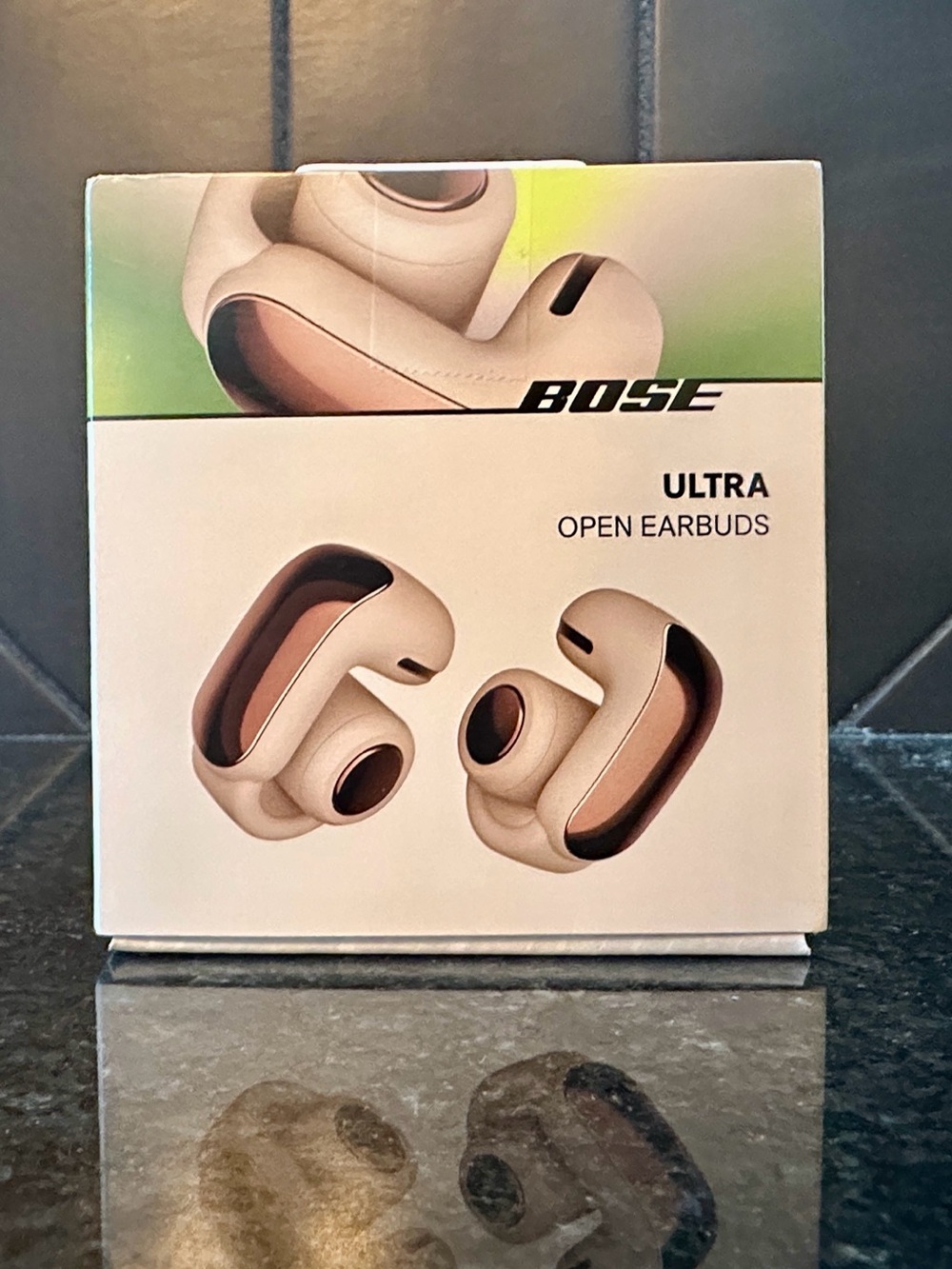 Bose Ultra Open Earbuds in Driftwood Sand with Rose-Gold Accents